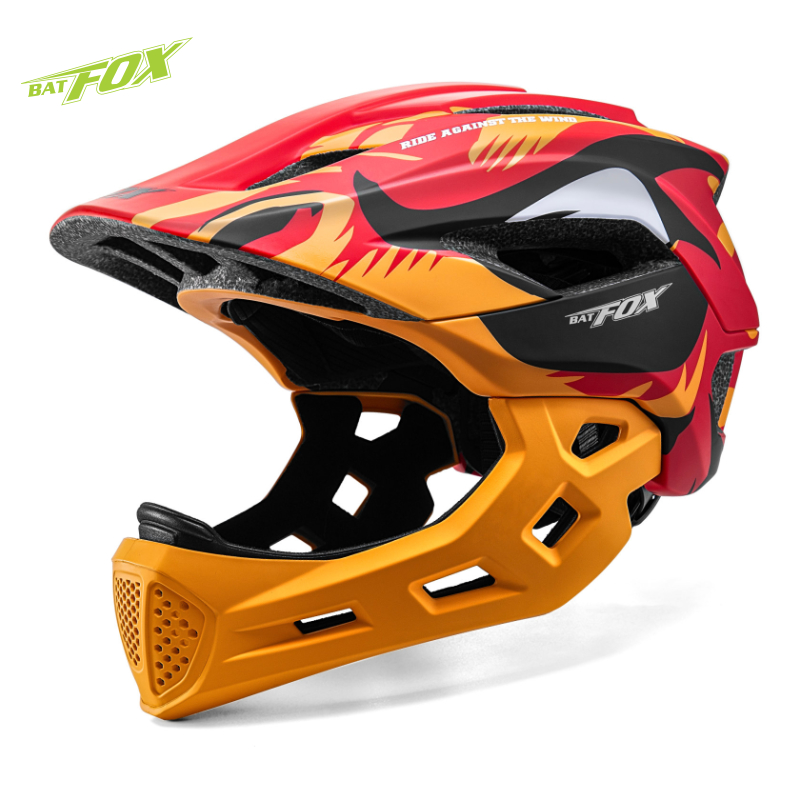 Mountain Biking Full Face Helmet - BATFOX Kinder Integral-Fahrradhelm Abnehmbarer Fahrradhelm Kinder