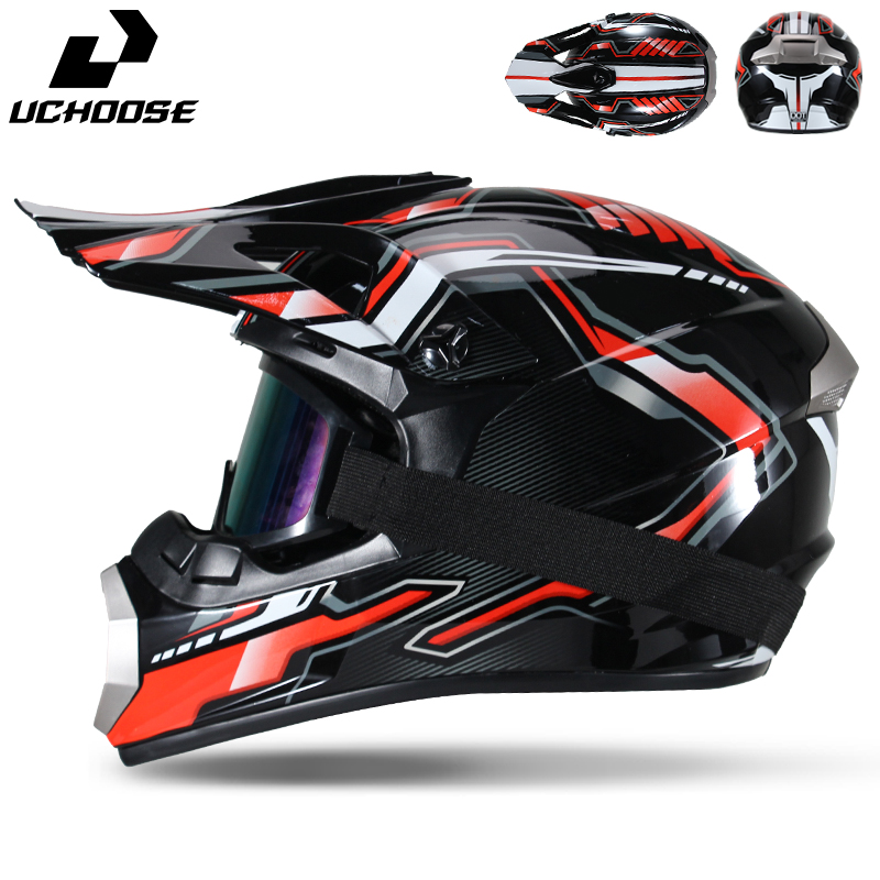 Mountain Biking Full Face Helmet - Uchoose Motocross-Helm für Erwachsene, Vollgesichts-Offroad-Motorradhelm mit