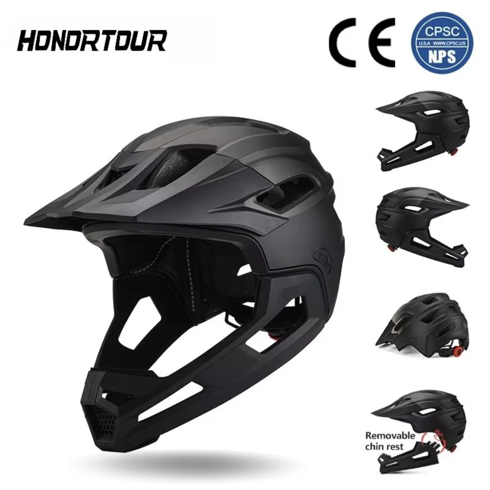 Mountain Biking Full Face Helmet - Eastinear Erwachsenen-MTB-Helm Fahrrad-Vollgesichtshelm Abnehmbarer Einteiliger Motorrad-Sicherheitshelm