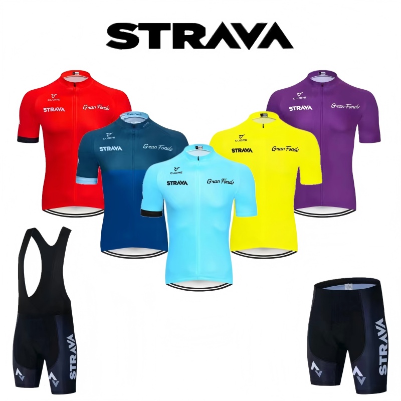 Mountain Biking Pants - Strava Fahrradtrikot-Set Sommer Radsport T-Shirt Trägerhosen-Set